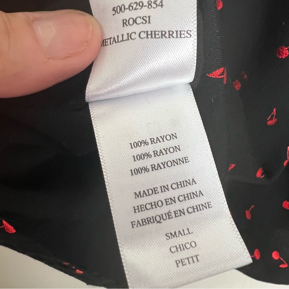 Rails Button Front Blouse-Black Metallic Red Cher… - image 8